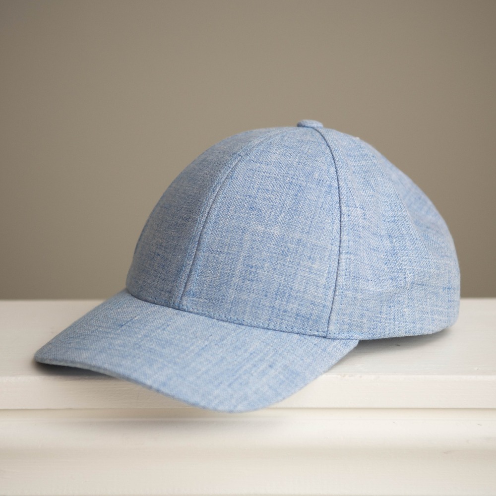 Varsity Headwear Angelico Light Blue Linen Baseball Cap Mens XL Made in Italy